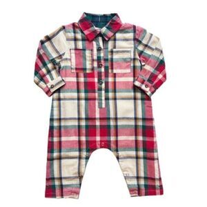 Blue Rooster Baby Christmas Jumper Tartan Plaid Flannel Easton Sz 3-6M Preppy